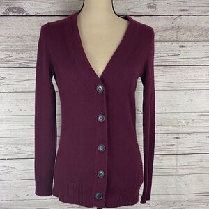 C by Bloomingdale’s Maroon Button-Up Cardigan size S 100% Cashmere